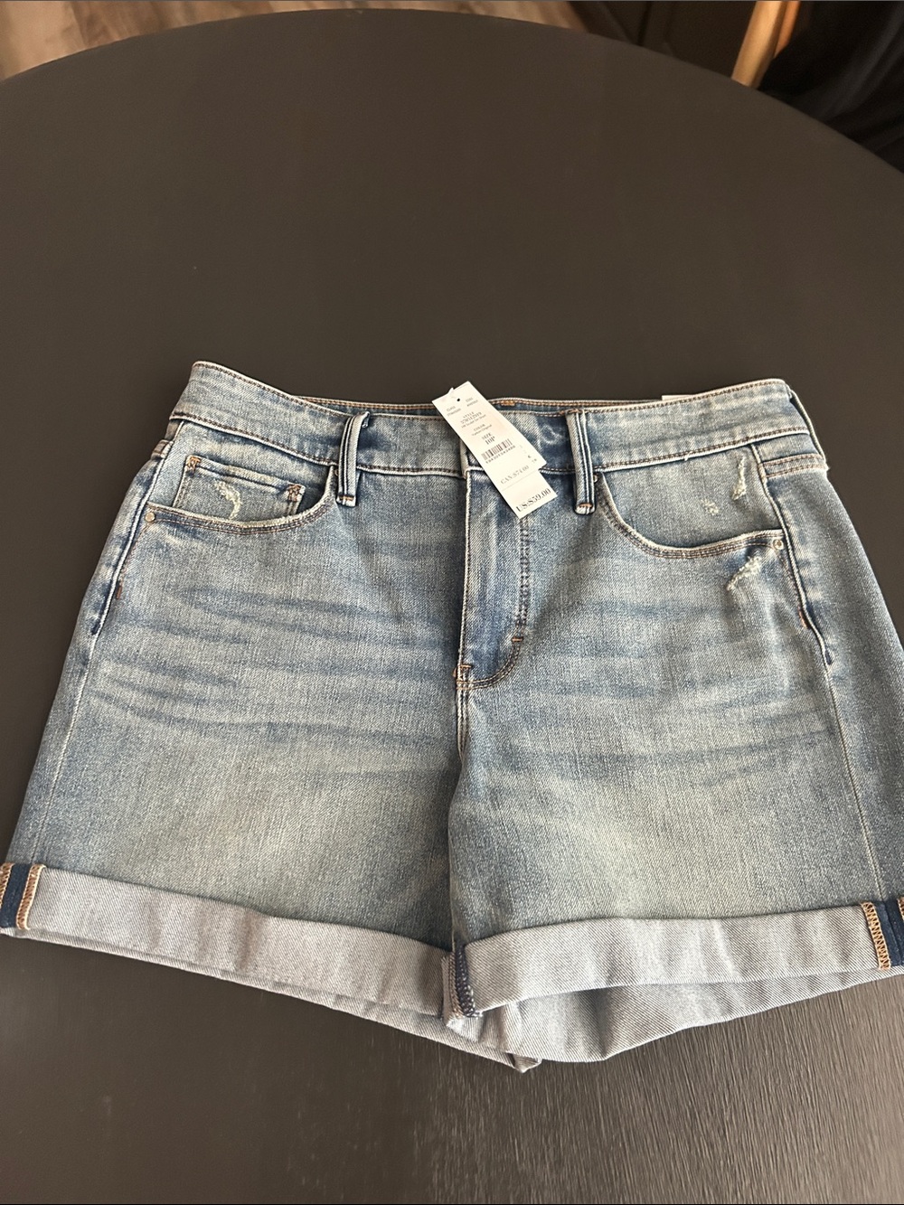 Topshop High-Rise Denim Shorts in Yarkon Original Blue
